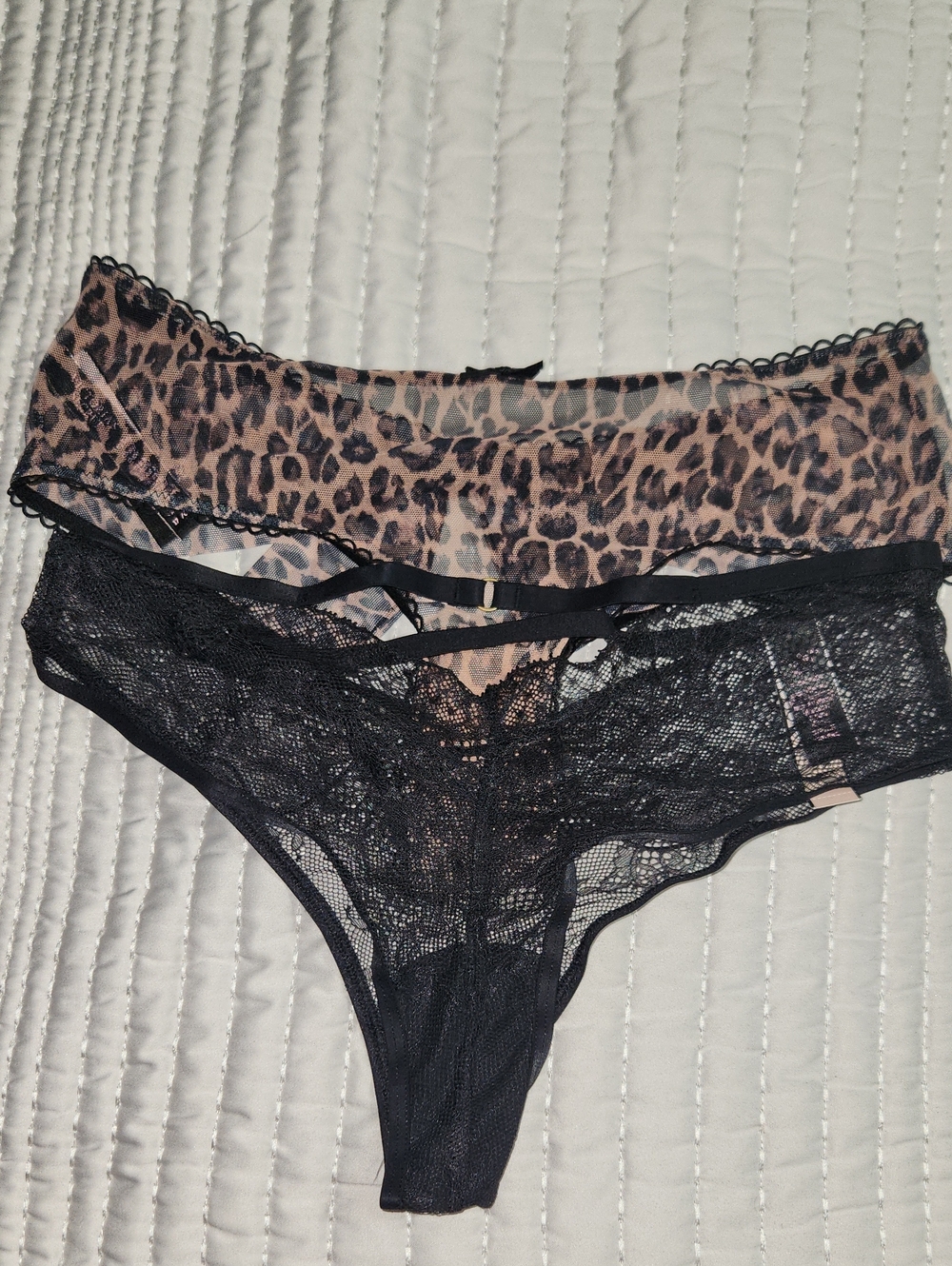 Victoria's Secret Leopard Mesh and Black Lace Cheeky